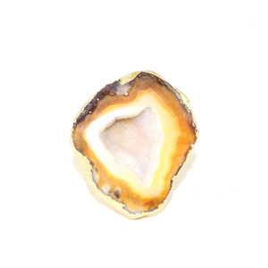 Royal Fashion Natural Geode Druzy 24K Gold Electroplated Adjustable Hammer Band Ring Finish Handmade Jewelry for <b>Gifting</b> Events - Product Image 1