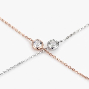 Bracelet chaîne à maillons délicats en or blanc 14K avec diamant de laboratoire CVD rond de 0,5 ct (5 mm) EF-VVS serti clos, idéal pour le quotidien - Product Image 5