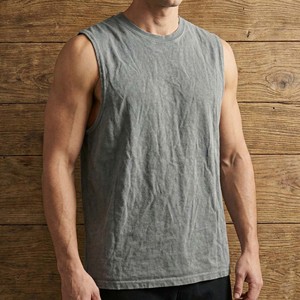 Men's 300gsm Heavyweight Muscle Tank Top Vintage Washed Oversized Boxy Sleeveless Tee Blank Heavyweight Vintage Wash Tank Top - Product Image 6