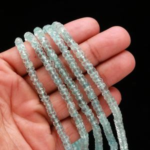 AAA bleu aigue-marine facettes Rondelle perles 6mm 16 pouces pierres précieuses naturelles en vrac minimaliste pour la fabrication de bijoux - Product Image 3