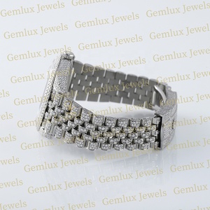 นาฬิกาฮิปฮอปอัตโนมัติเครื่องทดสอบเพชรคุณภาพสูงหน้าปัดสีรุ้งอาหรับ VVS เพชรเม็ดเพชรออกน้ำแข็งทั้งหมด - Product Image 4