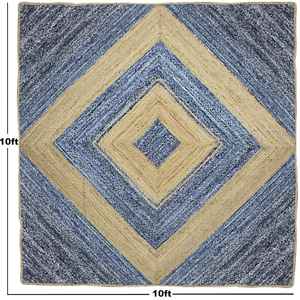 Alfombras tradicionales indias Chindi hechas de yute con tela vaquera incorporada. Alfombras para dormitorio y sala de estar. - Product Image 3