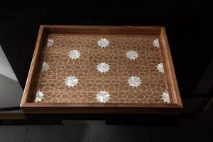 Decorative Wooden And Mother Of Pearl Serving Tray With Unique <b>Mosaic</b> Pattern For Luxury Home Interiors - Product Image 4