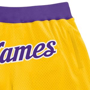 <b>Men</b> <b>Yellow</b> Purple Sublimated Mesh Basketball <b>Shorts</b> Breathable Polyester Sportswear Team Game <b>Shorts</b> Competition Wear Clothing - Product Image 3