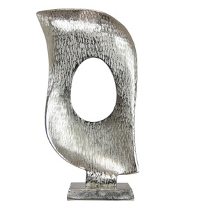 Escultura Metálica Hecha a Mano, Estatua de Aluminio Plateado Cepillado para Decoración Contemporánea del Hogar, Sala de Estar, Oficina, Adorno de Escritorio - Product Image 1