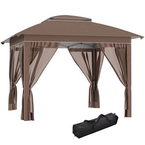 12FT X 12FT Instant Pop up <b>Canopy</b> Sun Shade <b>Tent</b> with Adjustable Height 3-Level Mesh Sidewall Netting and Storage Bag - Product Image 1