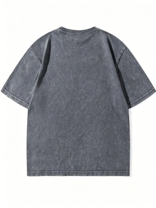 เสื้อยืดคอกลมแขนสั้นผู้ชาย สีเทา ผ้าฝ้าย ทรงปกติ สีพื้น ดีไซน์เรียบง่าย สไตล์ลำลอง - Product Image 2