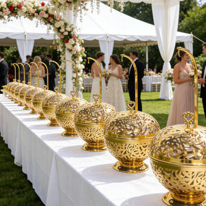 luxury Round Lattice Chafing Dish Stainless Steel <b>Buffet</b> Food Warmer Ornate Gold White Black Catering <b>Server</b> for Hotel - Product Image 2