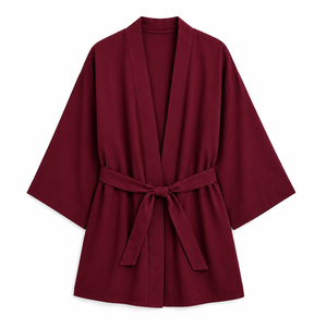 Bata de Baño Kimono para Mujer 100% Algodón, Manga Ancha, Suave y Transpirable, con Cinturón, para Spa, OEM, ODM, Personalizable - Product Image 2