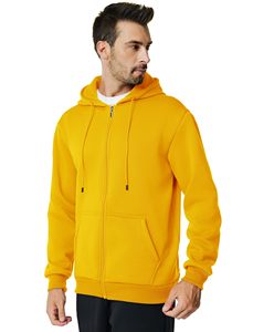 Sweat à capuche zippé en molleton épais 100% coton 400G, personnalisable avec logo, pour homme grande taille, hiver, imprimé, brodé, tricoté, modèle vierge en stock - Product Image 6