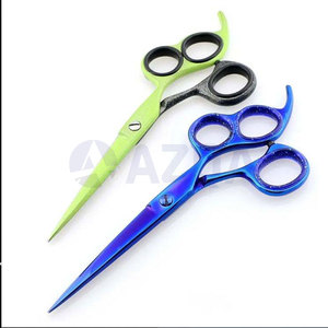 Ciseaux de coiffure professionnels en gros à trois anneaux avec revêtement plasma bleu pour salon de coiffure - Product Image 5