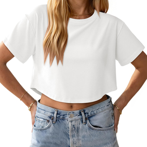 Nueva Camiseta Ringer Estándar para Mujer, Transpirable, Manga Corta, Tallas Grandes, Antiarrugas, Corte Corto, Hombros Caídos, Estilo Casual Urbano - Product Image 2