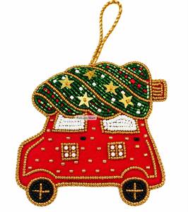 Adorno Navideño de Santa Claus Hecho a Mano con Cuentas, Decoración Artesanal Roja y Blanca para Árbol de Navidad, Fashion Mart Delhi - Product Image 5