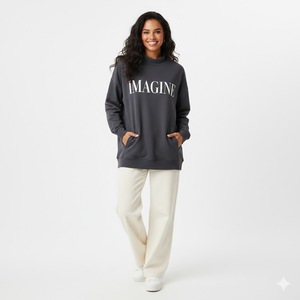 Customizable Women's Mockneck Fleece Knitted Sweatshirt Embroidered Quick Dry Breathable Anti-Wrinkle Polyester/Cotton Blend - Product Image 5