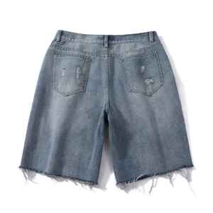 กางเกงยีนส์ขาสั้นผู้ชายคุณภาพสูง ขายส่ง แบบสั่งทำ ผ้าเดนิมเนื้อเดียว ผ้าฝ้ายแท้ สไตล์คลาสสิก สวมใส่สบาย แห้งเร็ว ระบายอากาศได้ดี เอวยางยืด - Product Image 4