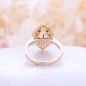 Anillo de compromiso de moissanita talla pera con doble halo único, anillo de boda con halo de diamantes baguette y diseño de estrella, anillos para mujer, aniversario. - Product Image 6