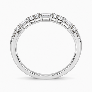 Anillo de Compromiso de Diamantes Blancos Cultivados en Laboratorio para Mujer, Corte Baguette, Media Eternidad Redonda, Oro 10K 14K 18K, Plata 925 935 - Product Image 4