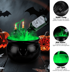 Decorazione di Halloween 2-in-1: Calderone della Strega con Bottiglia di Pozione Fluttuante, Alimentato USB, 4 Luci LED, Impermeabile IPX8, Verde - Product Image 3