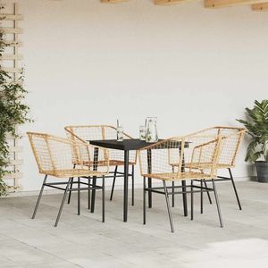 Set da Pranzo da Giardino per 4 Persone, Struttura in Acciaio Resistente alle Intemperie, Arredamento Esterno Contemporaneo - Product Image 3