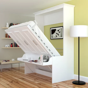 White Fold-Down Murphy <b>Bed</b> Queen Size Modern Design Space Saving Bedroom Furniture <b>Convertible</b> Wall <b>Bed</b> - Product Image 3