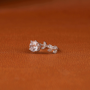 Womens Trendy Floral Design Proposal <b>Ring</b> in 14K Solid Gold with Round Cut Fancy Lab Grown Diamond IGI Certified Moissanite <b>Ring</b> - Product Image 3