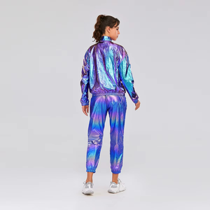 Conjunto Deportivo Y2K para Mujer, Degradado, Manga Larga, Media Cremallera, Ligero, Poliéster, Pantalones hasta el Tobillo, Bolsillos Laterales, Corte Holgado, Ropa de Primavera - Product Image 2