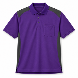 Yellow and Navy Blue Short Sleeve <b>Polo</b> <b>Shirt</b> <b>with</b> Chest <b>Pocket</b> and Contrast Panels Workwear Staff Uniform Casual Wear Club Wear - Product Image 2