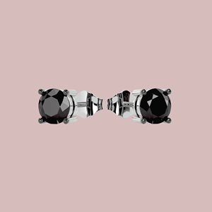 Luxury Black Moissanite Round Cut Stud <b>Earrings</b> Four Prong Solitaire 925 Silver <b>Fine</b> Jewelry Gift for Women Men Elegant Style - Product Image 3