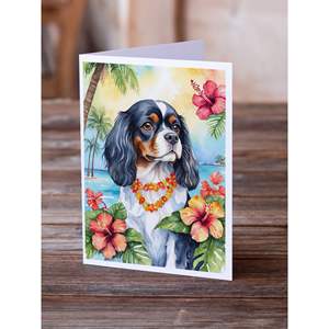 Cavalier Spaniel Luau Whimsical A7 Tarjetas de felicitación Paquete de 8 tarjetas de nota en blanco con sobres Tamaño 5x7 - Product Image 2