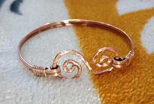 Handmade <b>Copper</b> Wire Wrapped <b>Bangle</b>: Rustic Hammered Boho Bracelet - Product Image 5