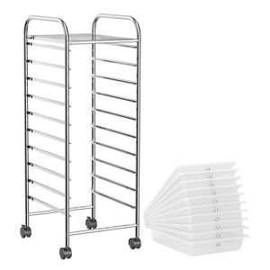 Carrello Portaoggetti Pieghevole con 10 Scomparti e 4 Ruote Universali per Bagno e Armadio - Product Image 3