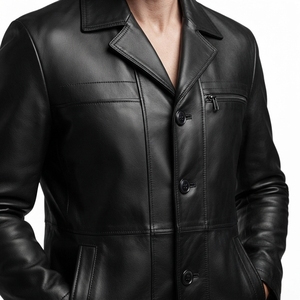 Men's <b>Leather</b> <b>Jacket</b> <b>Blazer</b> Style Button Front Coat Wholesale Clothing Supplier - Product Image 6