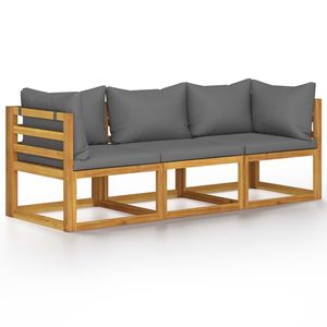 Mobilier d'extérieur Canapé 3 places en bois d'acacia massif avec coussin - Product Image 2