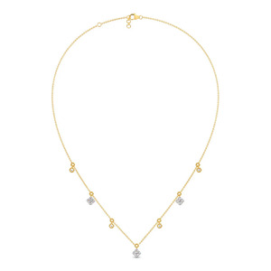 Floral Charm Station Diamond <b>Necklace</b> with Alternating Round Sparkle Drops and Elegant <b>Delicate</b> Chain Design - Product Image 2