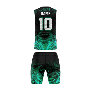 ชุดเสื้อฟุตบอลเด็กชายแบบพิมพ์ลาย Swirl 7v7 พร้อมกางเกงขาสั้น คอกลม แขนกุด ชุดทีมเยาวชน สามารถสั่งทำชื่อและหมายเลขผู้เล่นได้ แบบ Sublimated - Product Image 2