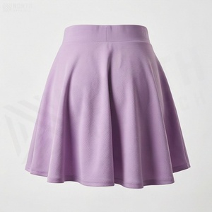 Jupe courte trapèze pour femme, taille élastique, plissée, décontractée, respirante, en spandex et polyester, couleur unie, toutes saisons - Product Image 2