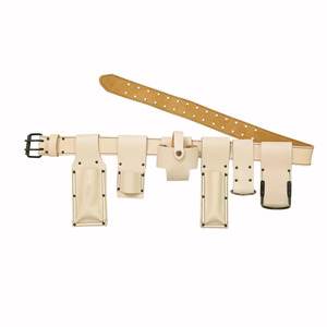 Ceinture porte-outils d'échafaudage légère et réglable en cuir véritable de haute qualité avec porte-clé durable, boucle en alliage et passant pour marteau - Product Image 3