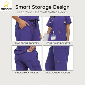 Women's <b>Scrub</b> <b>Set</b>, 9-Pocket Breathable & Stretchy Pants & Tops - Product Image 4