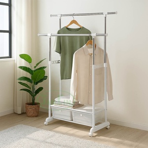 Classic Chrome Minimalist Design Space-Saving Clothes Rack Plastic <b>Drawers</b> Organizer <b>Storage</b> Essential Household Laundry Taiwan - Product Image 2