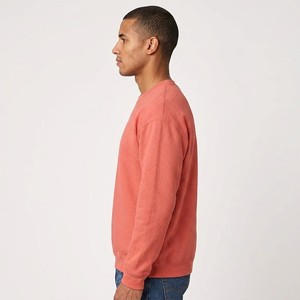 Sweat-shirt à col rond en corail pour homme, coupe classique, en molleton, pull décontracté à manches longues, couleur unie, tricoté en coton, streetwear - Product Image 6