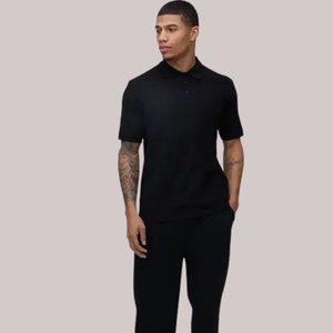 Polo noir 2026 en promotion – Vente en gros de polos 100 % coton avec logo brodé, polos de golf unis, polos personnalisés - Product Image 1