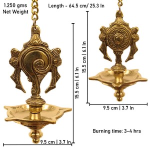 Lámpara de Aceite Decorativa de Pared, Estilo Diya, en Tono Dorado, Decoración Tradicional para el Hogar, Templo o Pooja - Product Image 2