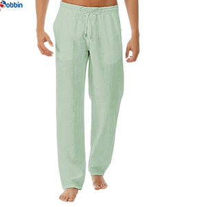 Top Trending Men's Simple Fashion Solid Color Casual Cotton Linen <b>Trousers</b> Low Moq Custom Own Logo Design Lightweight Pants - Product Image 3