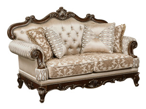 Juego de Sofás Chesterfield de Madera de Teca Sólida de Lujo, Estilo Moderno de Mediados de Siglo, 6 Plazas, Tapizado en Tela, Ecológico, para Apartamentos y Hoteles - Product Image 4