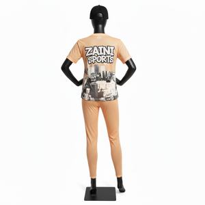 Conjunto de camiseta y leggings de malla de poliéster transpirable para mujer, 150 gsm, ligero, de secado rápido, con logo sublimado. Conjuntos para mujer. - Product Image 2