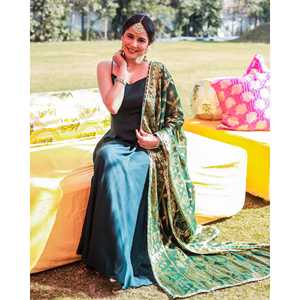 Ensemble Salwar Kameez vert en georgette pure taille XS pour mariage Inde Pakistan - Product Image 6