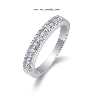 Anillo de Plata de Ley 925 Chapado en Oro Real de 18K con Moissanita para Mujer, Estilo Clásico Simple, Anillo de Banda con Incrustaciones de Color Sólido, para Regalo - Product Image 1