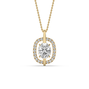 Pendentif personnalisé en diamant de laboratoire de 2 carats, argent 925, or, coupe ovale, style unique, léger, minimaliste, bijoux - Product Image 3
