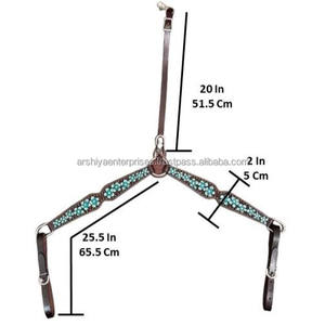 Tachuela de caballo de cuero con cuentas florales turquesa para cuello de pecho occidental hecha a mano para montar en senderos, estilo de carreras y Rodeo - Product Image 5