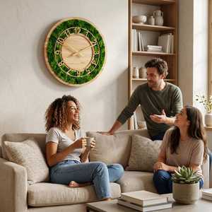 Moss <b>Design</b> Modern Analog Quartz Emerald forest wood slice <b>wall</b> <b>clock</b> Moss grove rustic wooden <b>wall</b> <b>clock</b> Woodland harmony moss - Product Image 5